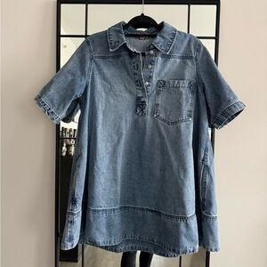 Free People Denim Short Sleeve Dress